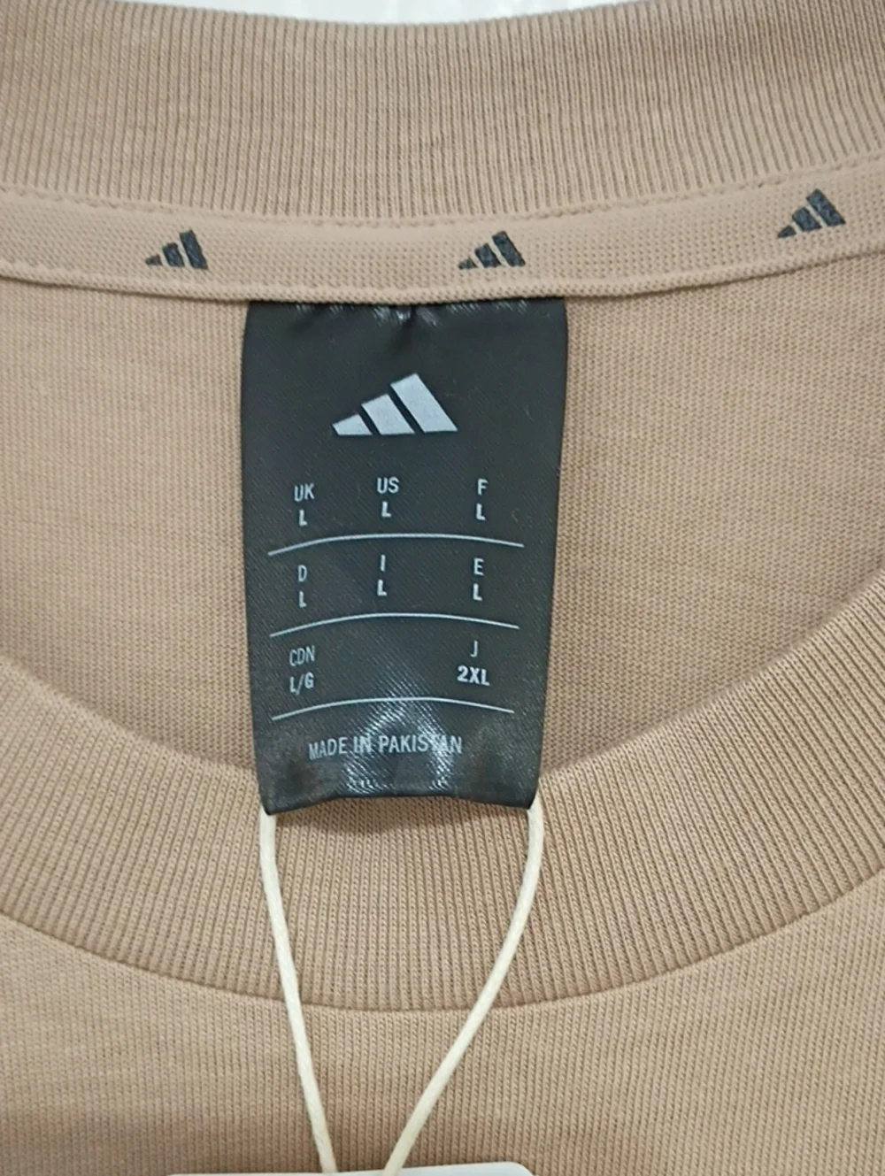Adidas Big Logo Short Sleeve T-Shirt Warm Sandstone & Black Size L NWT